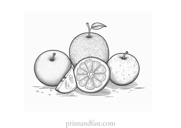 fruit coloring page black and white