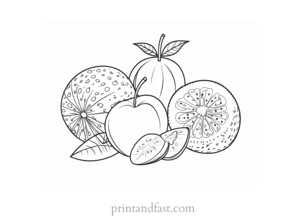 fruit coloring page cute