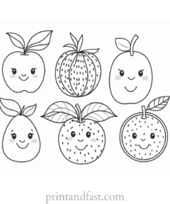 fruit coloring page with faces