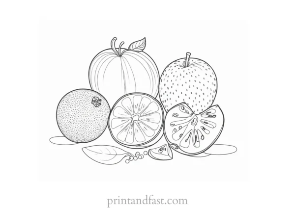 fruit coloring page with instructions