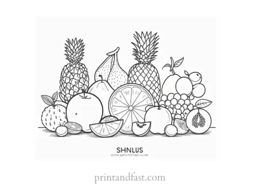 fruit coloring page with names