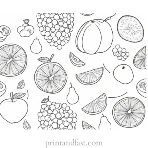 fruit coloring page with patterns