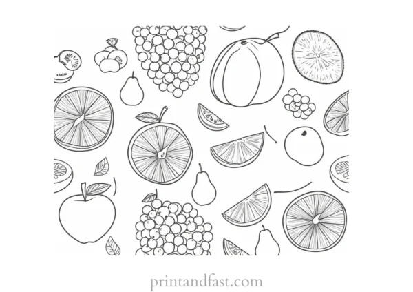 fruit coloring page with patterns