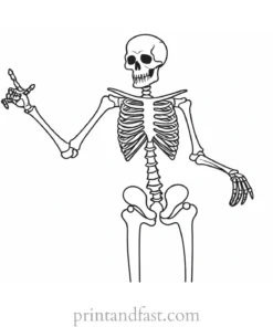 funny skeleton coloring page