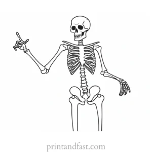 funny skeleton coloring page