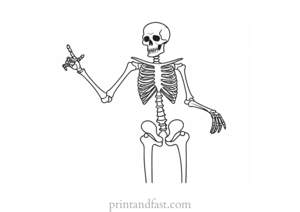 funny skeleton coloring page