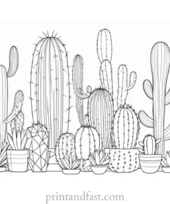 geometric Cactus Coloring Page