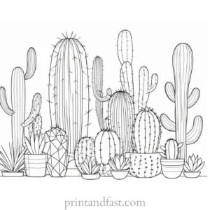 geometric Cactus Coloring Page