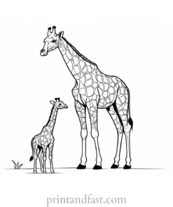 giraffe coloring page with baby