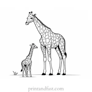 giraffe coloring page with baby