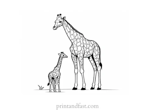 giraffe coloring page with baby