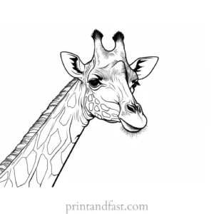 giraffe coloring page with safari