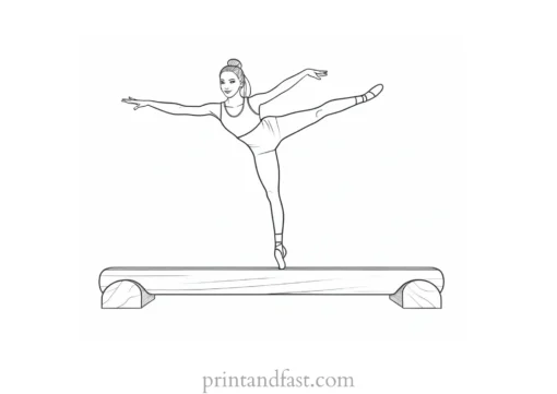 gymnastics coloring page balance beam