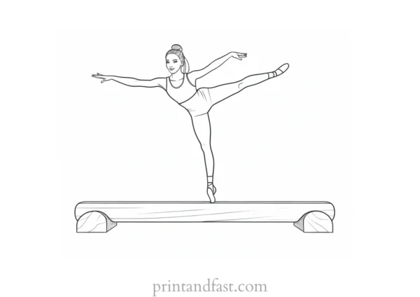 gymnastics coloring page balance beam