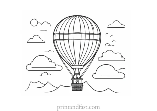 hot air balloon coloring page cartoon