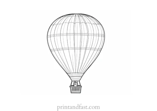 hot air balloon coloring page detailed