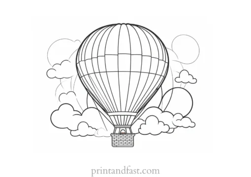 hot air balloon coloring page easy