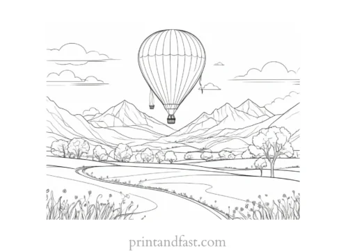 hot air balloon coloring page landscape