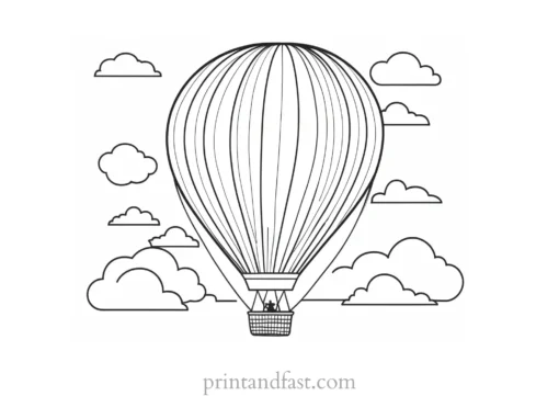 hot air balloon coloring page sky