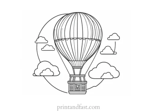 hot air balloon coloring page vintage