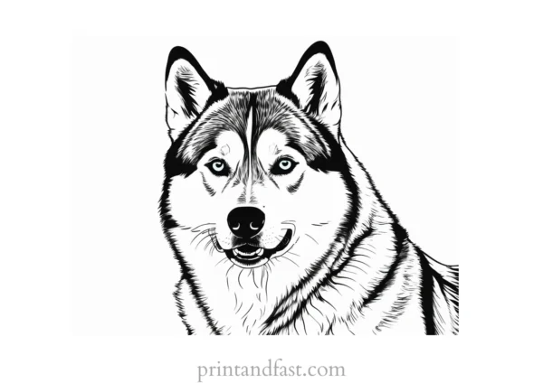 husky coloring page digital