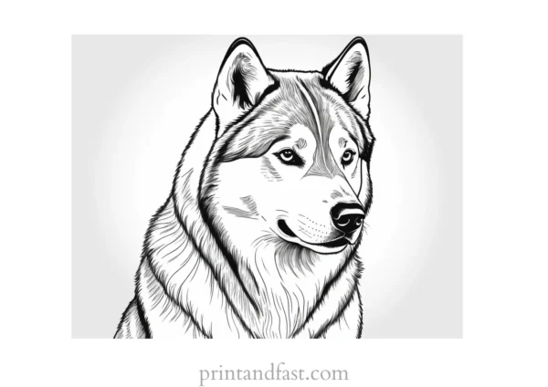 husky coloring page easy