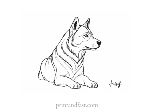 husky coloring page template