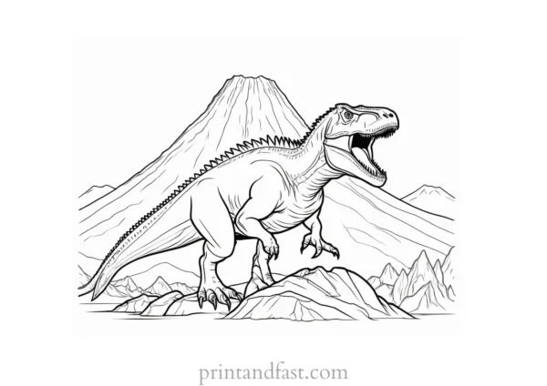 indominus rex coloring page with volcano