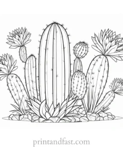 intricate Cactus Coloring Page