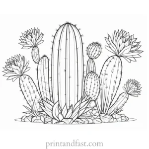 intricate Cactus Coloring Page