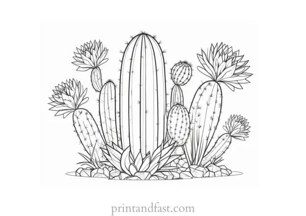 intricate Cactus Coloring Page