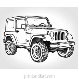 jeep coloring page cartoon