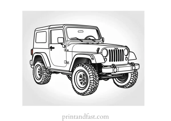 jeep coloring page cartoon