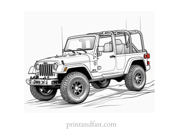 jeep coloring page realistic