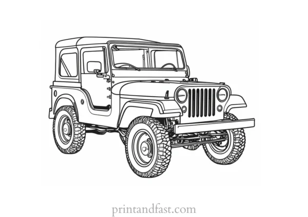 jeep coloring page vintage