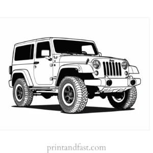 jeep coloring page with background