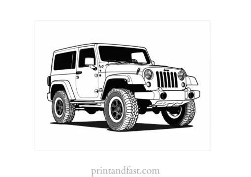 jeep coloring page with background