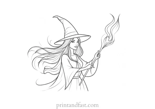 magical Witch Coloring Page