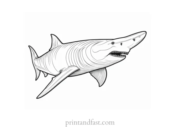 megalodon coloring page realistic