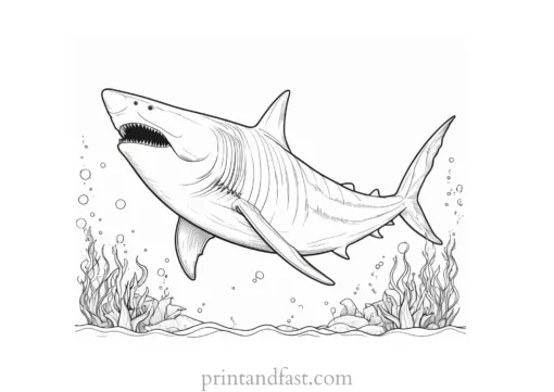 megalodon coloring page underwater