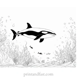 orca coloring page underwater