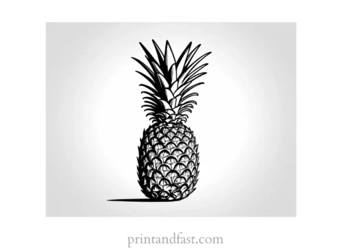 pineapple coloring page realistic