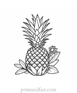 pineapple coloring page with flower