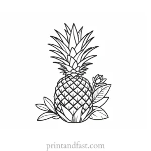 pineapple coloring page with flower