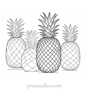 pineapple coloring page with geometric shapes