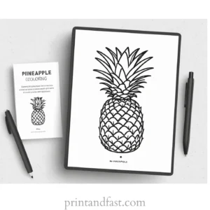 pineapple coloring page with instructions