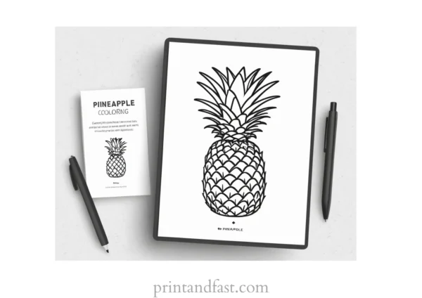 pineapple coloring page with instructions