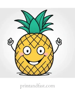 pineapple coloring page with smile