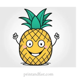 pineapple coloring page with smile