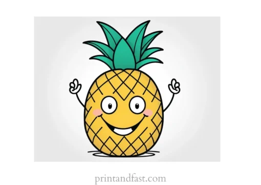 pineapple coloring page with smile